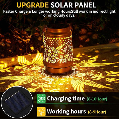 Solar Lantern Outdoor Waterproof Hanging Lights, Metal Hummingbird Decorative Lanterns for Garden Patio Yard Pathway Porch, Solar Powered Outdoor Lantern Gifts for Women Mom Grandma