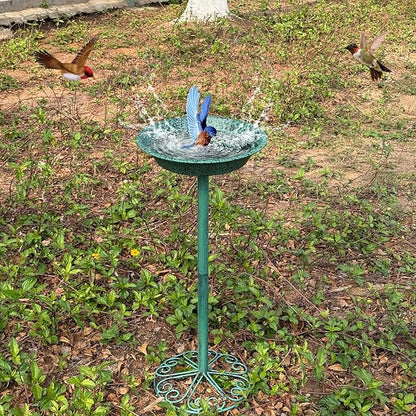Freestanding Birdbath for Outside, 25.5 inch Height Outdoor Garden Bird Bath, Metal Bird Feeder with Magnetic Dragonfly for Garden Yard Patio Lawn Decor, Green
