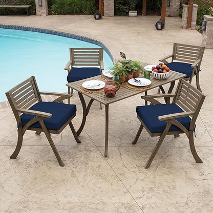 Arden Foam Outdoor Seat Cushions (2-Pack), 19 x 19, Premium High-Density Foam, Never Flattens, Weather-Proof for Outdoor Chairs Sapphire Blue Leala