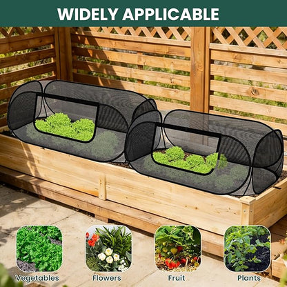 2-Pack Raised Garden Bed Covers, 45" x 22" x 17" Mesh Crop Cage, Pop-Up Plants Cover with 30% Shade Cloth for Seedlings Vegetables Fruits Flowers, Protects Against Birds Animals Pests with 16 Stakes
