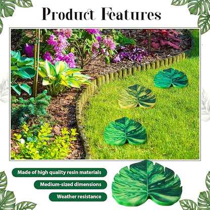 Cinnvoice 3 Pack Garden Stepping Stone Outdoor, Decorative Dimensional Resin Stepping Stones for Patio Pathway Landscaping Walkway Sculpture Yard Backyard Lawn(Monstera Deliciosa,8.4×10 Inches)