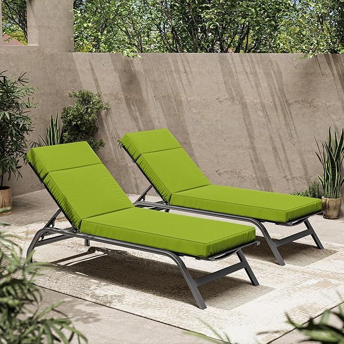 2 Pcs Chaise Lounge Cushions Outdoor, 80" L X 26" W X 4" D Lounge Chair Cushions for Outdoor Furniture, High-Density Foam Patio Chaise Cushion-Waterproof Fade-Resistant ThickPatio lounge chair cushion