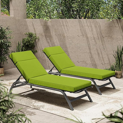 2 Pcs Chaise Lounge Cushions Outdoor, 80" L X 26" W X 4" D Lounge Chair Cushions for Outdoor Furniture, High-Density Foam Patio Chaise Cushion-Waterproof Fade-Resistant ThickPatio lounge chair cushion
