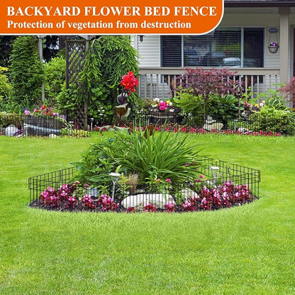 Garden Border Edging Fences, 12.32"*16.81" Decorative Fence Panel, Small Garden Fence Animal Barrier, No Dig Fences Barrier, Square 19 Pcs Black Metal Fencing, Dog Fencing Blocker for Yard, Flower Bed