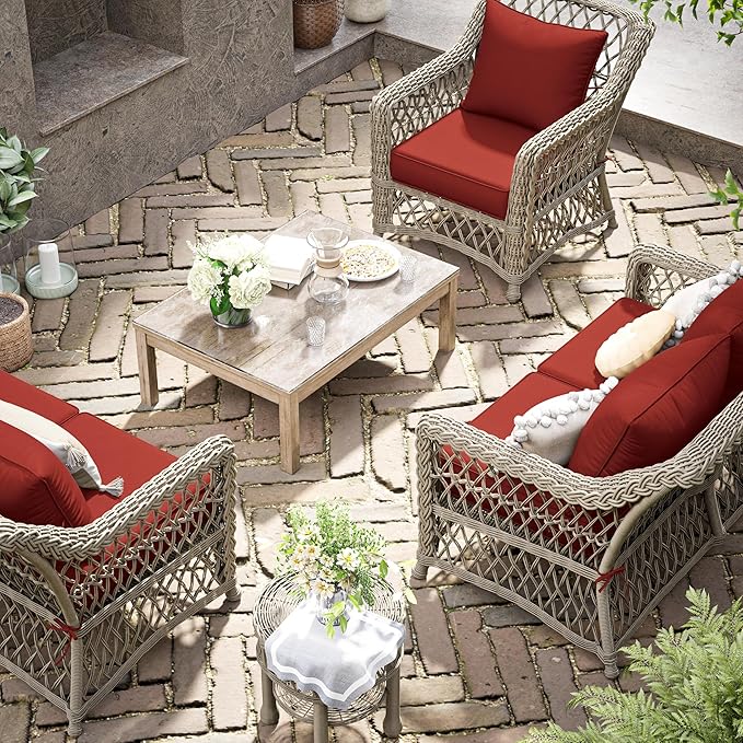 Premium Outdoor Seat Cushion Chair Cushions for Patio Furniture 24 L X 24 W X 5 H Waterproof & Fade Resistant Deep Seat and Backrest Cushion Set with Removable Covers for Chair, Sofa