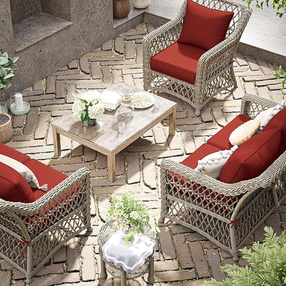 Premium Outdoor Seat Cushion Chair Cushions for Patio Furniture 24 L X 24 W X 5 H Waterproof & Fade Resistant Deep Seat and Backrest Cushion Set with Removable Covers for Chair, Sofa