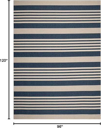 SAFAVIEH Courtyard Collection 8' x 10' Navy/Beige CY6062 Stripe Indoor/ Outside Waterproof Easy cleansingPatio Backyard Mudroom Area Mat
