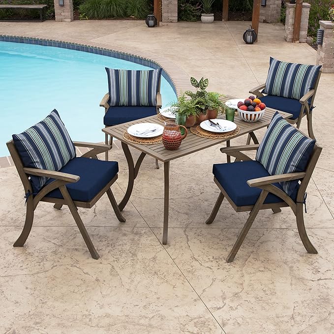 Arden Deep Seat Pillow Back Cushion, 23 x 17, Outdoor/Indoor Replacement Back Cushion, Plush Support, Fade-Resistant, Rain-Proof Patio Furniture Cushion, Sapphire Aurora Blue Stripe