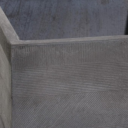 Deco 79 Set of 2 Grey Polystone Contemporary Planter 13, 15 Inches