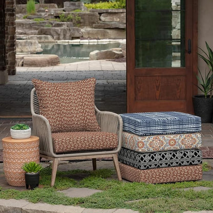 Arden Outdoor Deep Seat Cushion Set, 24 in x 24 in, Weather-Proof, Rain-Proof, Fade Resistant Patio Cushion for Chair, Sofa, and Couch Rust Red Brushed Texture