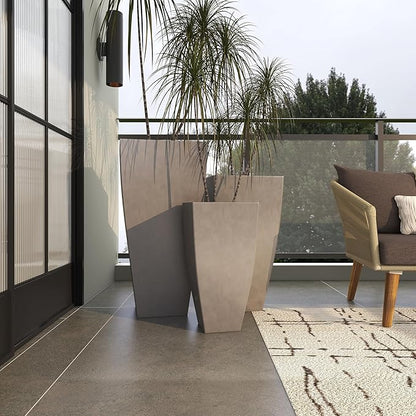 Deco 79 Metal Indoor Outdoor Planter Light Weight Large Planter Pot with Tapered Base and Polished Exterior, Set of 3 Planters 20", 25", 30"H, Gray