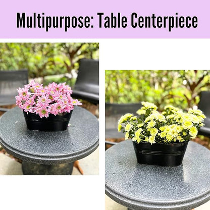 LaLaGreen Planter Boxes Outdoor (3 Pack, 9.8 Inch) Small and Cute Black Metal Iron Hanging Flower Pots Deck Railings Fence Modern Garden Boho Style Wall Mount Window Box Plant Holder Porch Decor