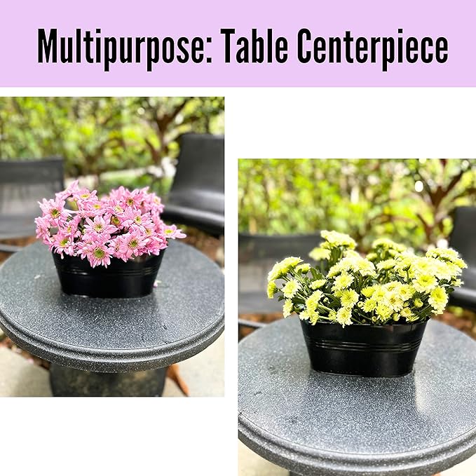 LaLaGreen Rail Planter Outdoor Plants(3 Pack, 11.8 Inch) Black Metal Iron Hanging Flower Pots Deck Railings Fence Buckets Modern Countryside Boho Style Wall Mount Window Box Plant Holder Porch Decor