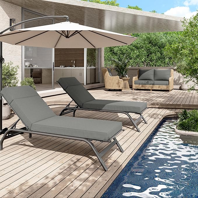 Chaise Lounge Cushions Outdoor, 80" L X 26" W X 4" D Lounge Chair Cushions for Outdoor Furniture, High-Density Foam Outdoor Chaise Cushion-Waterproof Fade-Resistant ThickPatio lounge chair cushion