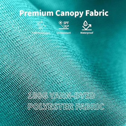 9FT Solar Umbrella 32 LED Lighted Patio Umbrella Table Market Umbrella w/Tilt and Crank, UV-Resistant Outdoor Umbrella for Pool, Garden, Deck, Aqua Blue