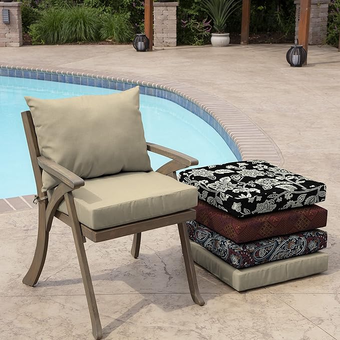 Arden Outdoor Dining Chair Cushion, 21 x 21, Rain-Proof, Fade Resistant 21 x 21, Tan Leala