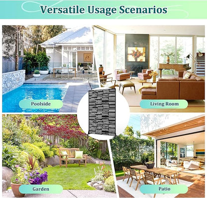 Metal Privacy Screen Outdoor Privacy Screen, Freestanding Fence Panel for Outside, 72''H×47''W, Decorative Screen Panel for Backyard/Patio/Deck