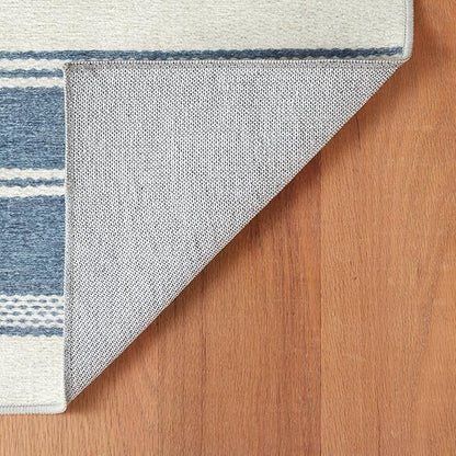 Dash & Albert Bowman Stripe Blue Machine Washable Rug, 2 X 3 Feet, Blue Stripe Pattern