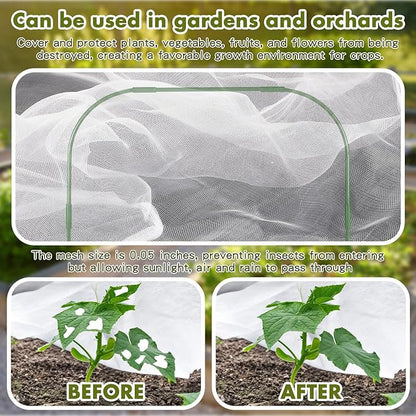 Woanger 2 Pack Garden Netting for Raised Beds Rectangular Pest Barrier with Hoops for Garden Protection Plant Mesh Netting with Drawstring Plants Vegetables Fruits Flowers (for 40x40x20 in)