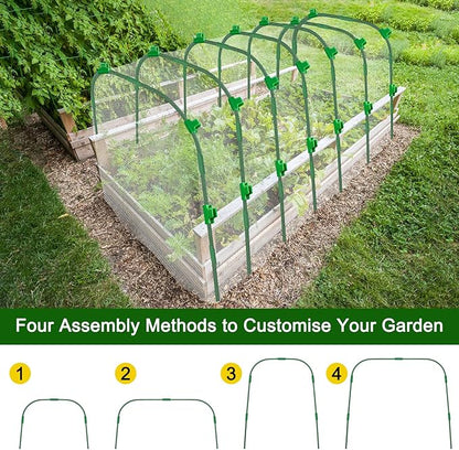 10 x 50ft Garden Netting Kit with 12 Hoops & 36 Clips, Ultra-fine Mesh Grow Tunnel for Raised Bed Vegetable Protection, Durable Pest Barrier for Garden Plants