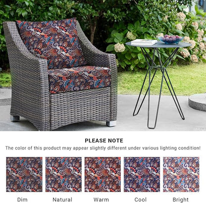 Outdoor Cushions for Patio Furniture,Outdoor Seat Cushion Set 24 x 24 x 5.75 Inch,Waterproof & Fade Resistant Outdoor Chair Cushions,Patio Chair Cushion, Artistic Floral
