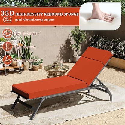 2 Pcs Chaise Lounge Cushions Outdoor, 80" L X 26" W X 4" D Lounge Chair Cushions for Outdoor Furniture, High-Density Foam Patio Chaise Cushion-Waterproof Fade-Resistant ThickPatio lounge chair cushion