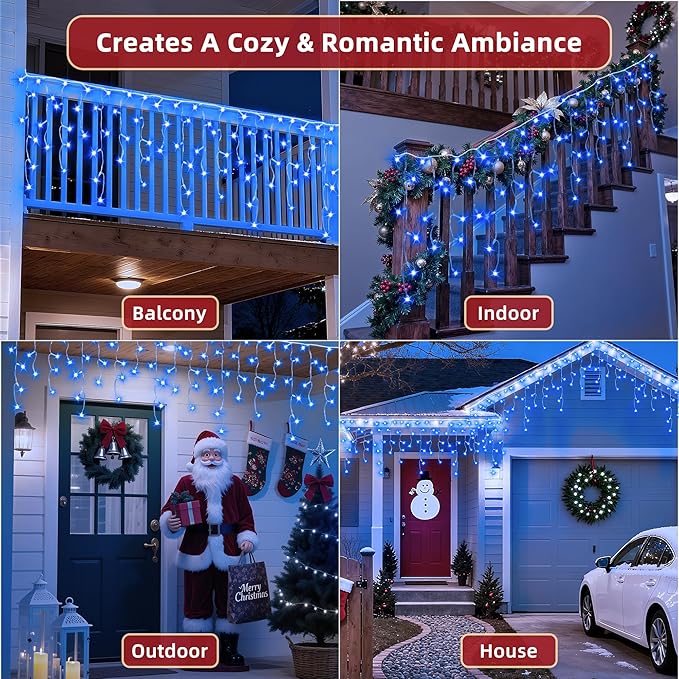 1620 LED Christmas Lights Outdoor 164 FT with 360Drops, Christmas Decorations Hanging Lights 12 Modes, Dimmable Outsite Fairy String Lights for Wedding Party Holiday Winter Wonderland Decor Blue