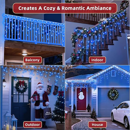 1620 LED Christmas Lights Outdoor 164 FT with 360Drops, Christmas Decorations Hanging Lights 12 Modes, Dimmable Outsite Fairy String Lights for Wedding Party Holiday Winter Wonderland Decor Blue