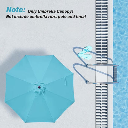 Simple Deluxe 9' Patio Outdoor Table Market Yard Umbrella Replacement Top Cover with 8 Ribs, 9ft Canopy, Turquoise Canopy (Replacement Canopy Only fits 9 ft 8 ribs patio umbrella)