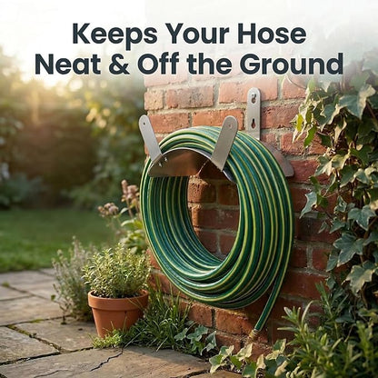Gardzen 304 Stainless Steel Garden Hose Holder, Heavy Duty Wall Mounted Hanger, Rust-Resistant Outdoor Storage Rack for Backyard, Fence, Garage & Shed