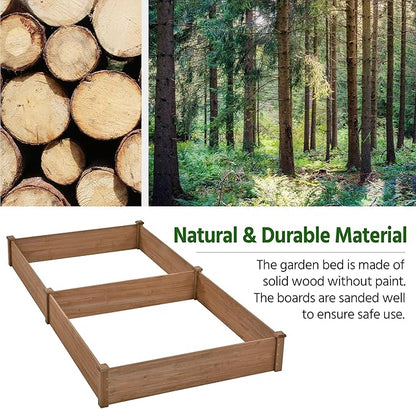 Yaheetech 8×4ft Wooden Horticulture Raised Garden Bed Divisible Elevated Planting Planter Box for Flowers/Vegetables/Herbs in Backyard/Patio Outdoor, 93 x 48 x 10in, Dark Brown