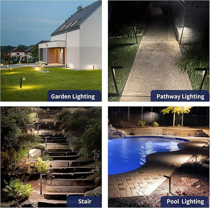 Gardenreet Brass Black Low Voltage Garden Lights, Outdoor Landscape Pathway Light, 12V LED AC/DC Bronze L Shape Path Lamp for Sideway House Walkway with 3W 270LM 4000K G4 Bulb 8 Pack