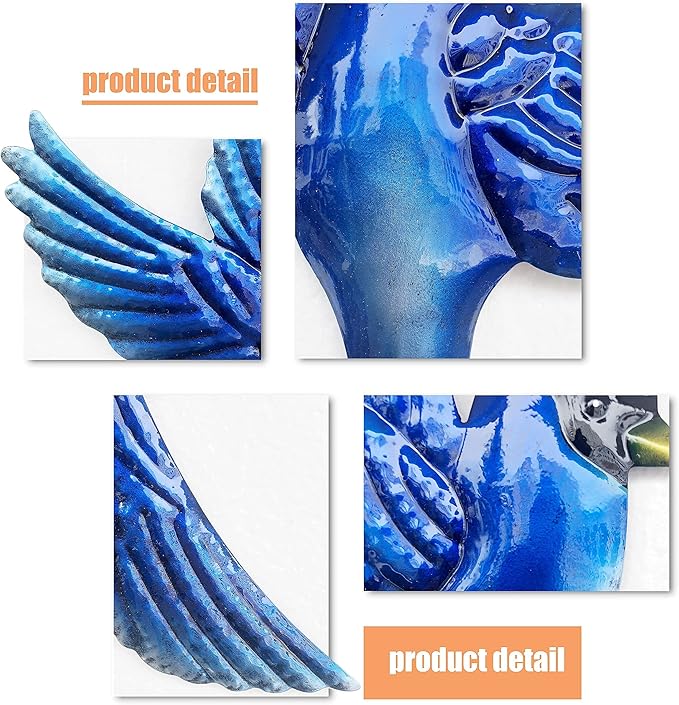 J-Fly Metal Birds Wall Decoration Bird Wall Hanging Decor Outdoor Metal Wall Art Blue Bird Outdoor Decor Suitable for Living Room Bedroom Patio Kitchen Outdoor Fence Decoration 9 Inch