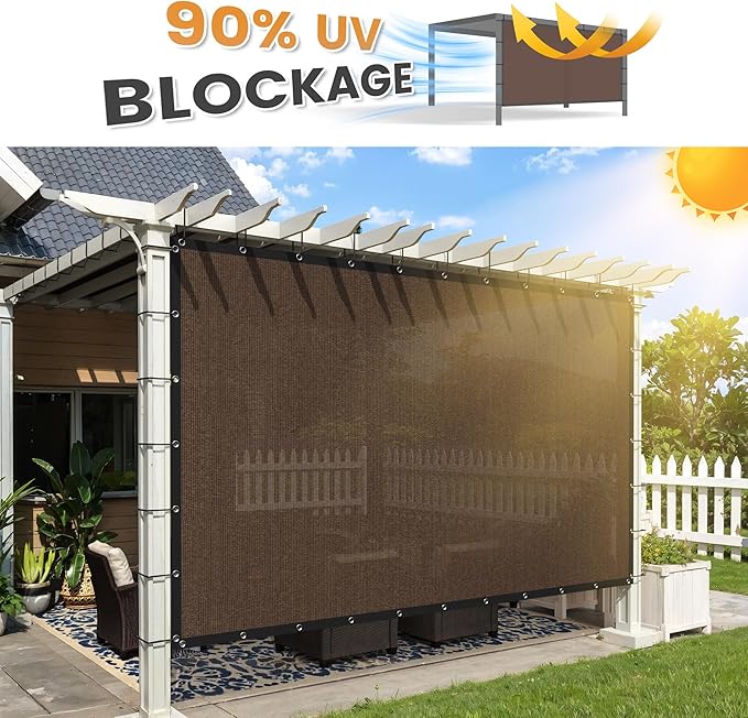 VICLLAX Shade Fabric Sun Shade Cloth Privacy Screen with Grommets for Patio Garden Pergola Cover Canopy 8x12 FT, Mocha