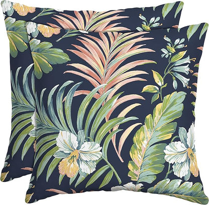 Arden Outdoor Toss Pillow, 2 Pack, 16 x 16, Rain-Proof, Fade Resistant Simone Blue Tropical