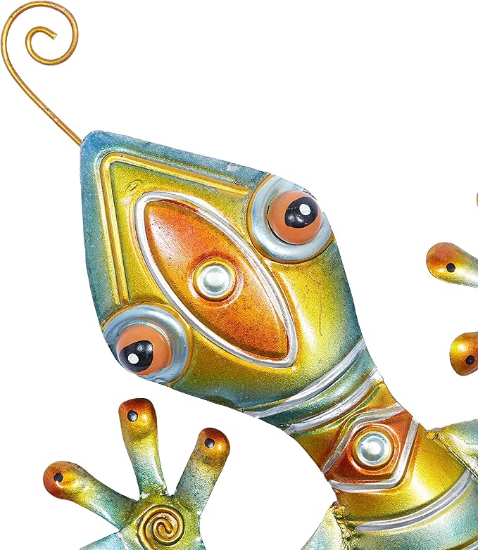 Deco 79 Metal Lizard Home Wall Decor Indoor Outdoor Wall Sculpture, Wall Art 30" x 14" x 2", Multi Colored