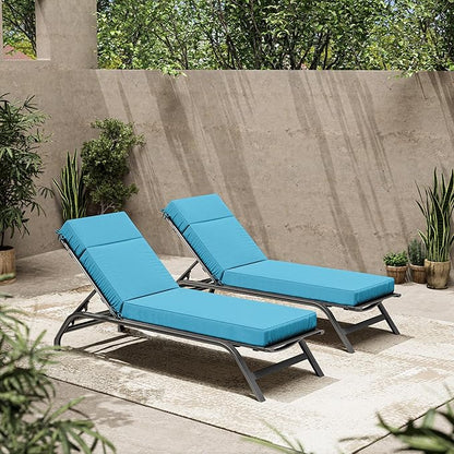 2 Pcs Chaise Lounge Cushions Outdoor, 72" L X 21" W X 4" D Lounge Chair Cushions for Outdoor Furniture, High-Density Foam Patio Chaise Cushion-Waterproof Fade-Resistant ThickPatio lounge chair cushion