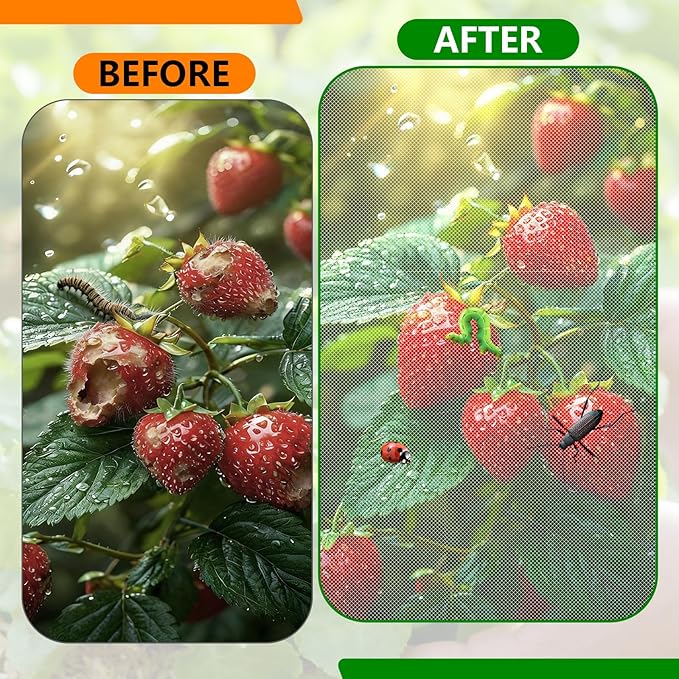 2 PCS Garden Netting for Raised Beds 2x4 Fine Mesh Raised Beds Garden Bug Netting Pest Barrier Screen with Drawstring for Plants to Keep Small Animals Pest Out Protect for Vegetables (2x4 FT)