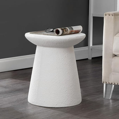 JONATHAN Y TBL1108A Hollie 18" Minimalist Modern Drum Indoor/Outdoor Accent Table Pedestal, Contemporary, Mid-Century, Art Deco, Bohemian, Patio, Garden Room, Bathroom, Living Room, White Frosted