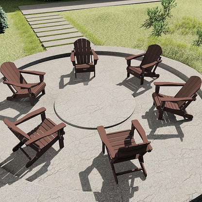 SERWALL Adirondack Chair Set of 6 for Patio Garden (Folding Coffee)
