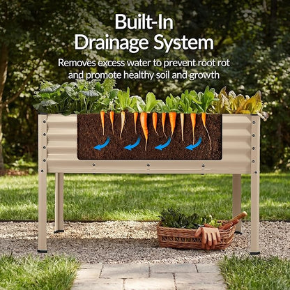 Best Choice Products 48x24x30in Galvanized Raised Garden Bed, Metal Elevated Planter Box, Vegetable Garden for Backyard, Patio, Balcony - Beige
