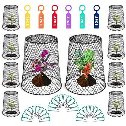 Feel Natural 10 Pcs Plant Protectors from Animals,9.25"x9.45"Heavy Duty Chicken Wire Cloches for Plants,Metal Mesh Garden Covers for Outdoor Plants,Strawberry&Seedling,Keep Rabbits Squirrels Cats Out