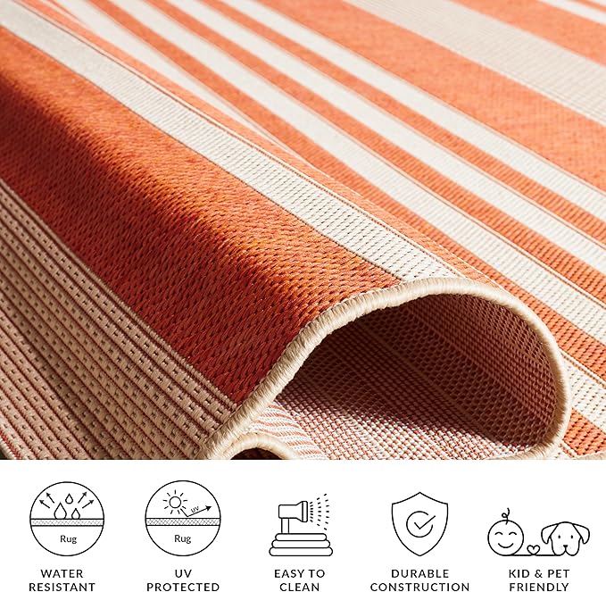 SAFAVIEH Courtyard Collection 2'3' x 14' Terracotta/Beige CY6062 Stripe Indoor/ Outdoor Patio Backyard Mudroom Runner Rug