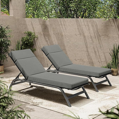 2 Pcs Chaise Lounge Cushions Outdoor, 80" L X 26" W X 4" D Lounge Chair Cushions for Outdoor Furniture, High-Density Foam Patio Chaise Cushion-Waterproof Fade-Resistant ThickPatio lounge chair cushion