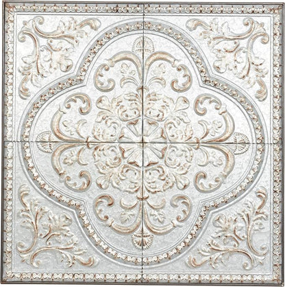 Deco 79 Metal Scroll Home Wall Decor Wall Sculpture with Embossed Details, Wall Art 36" x 2" x 36", Gray