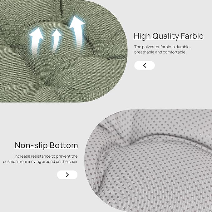Love's cabin Memory Foam Chair Cushions Set of 4, 15.5"x15.5"x3.5" Indoor & Outdoor Seat Pads for Dining, Kitchen, Office, Patio Chairs - Green