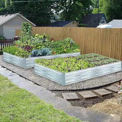 Galvanized Raised Garden Beds 2-Pack (8x4x1ft Each) – Flat Panel Design with 4 Support Bars, Heavy-Duty Metal Planter Box for Vegetables, Herbs, Flowers, Budget-Friendly Steel Garden Kit