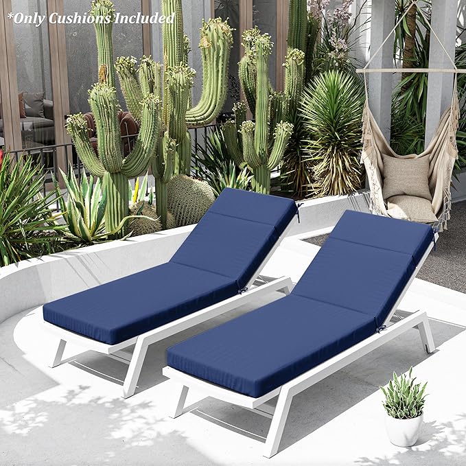 Chaise Lounge Cushion for Outdoor Furniture, Waterproof Fade and Tear Resistant Lounge Deck Chair Cushions for Patio Lawn Pool Resort Hotel