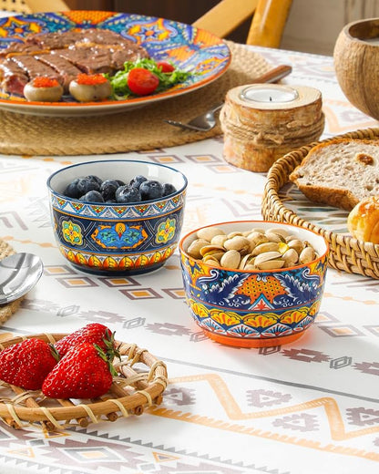 vancasso Ramekins 8 oz Oven Safe, Bohemian Style Creme Brulee Ramekin Set of 6, Porcelain Souffle Dishes Pudding Custard Cups for Baking Ramiken Bowls for Ice Cream
