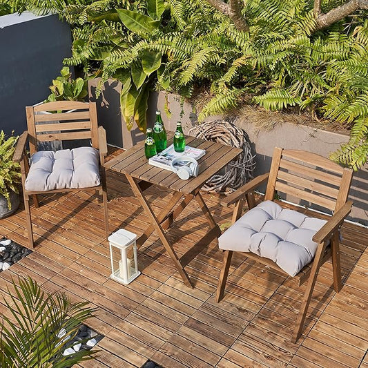 ARTPLAN Outdoor Chair Cushions,Set of 4,19"x19"x4" Patio Seat Pad Cushions with Ties,Wicker Tufed Outdoor Cushions for Patio Furniture,Grey